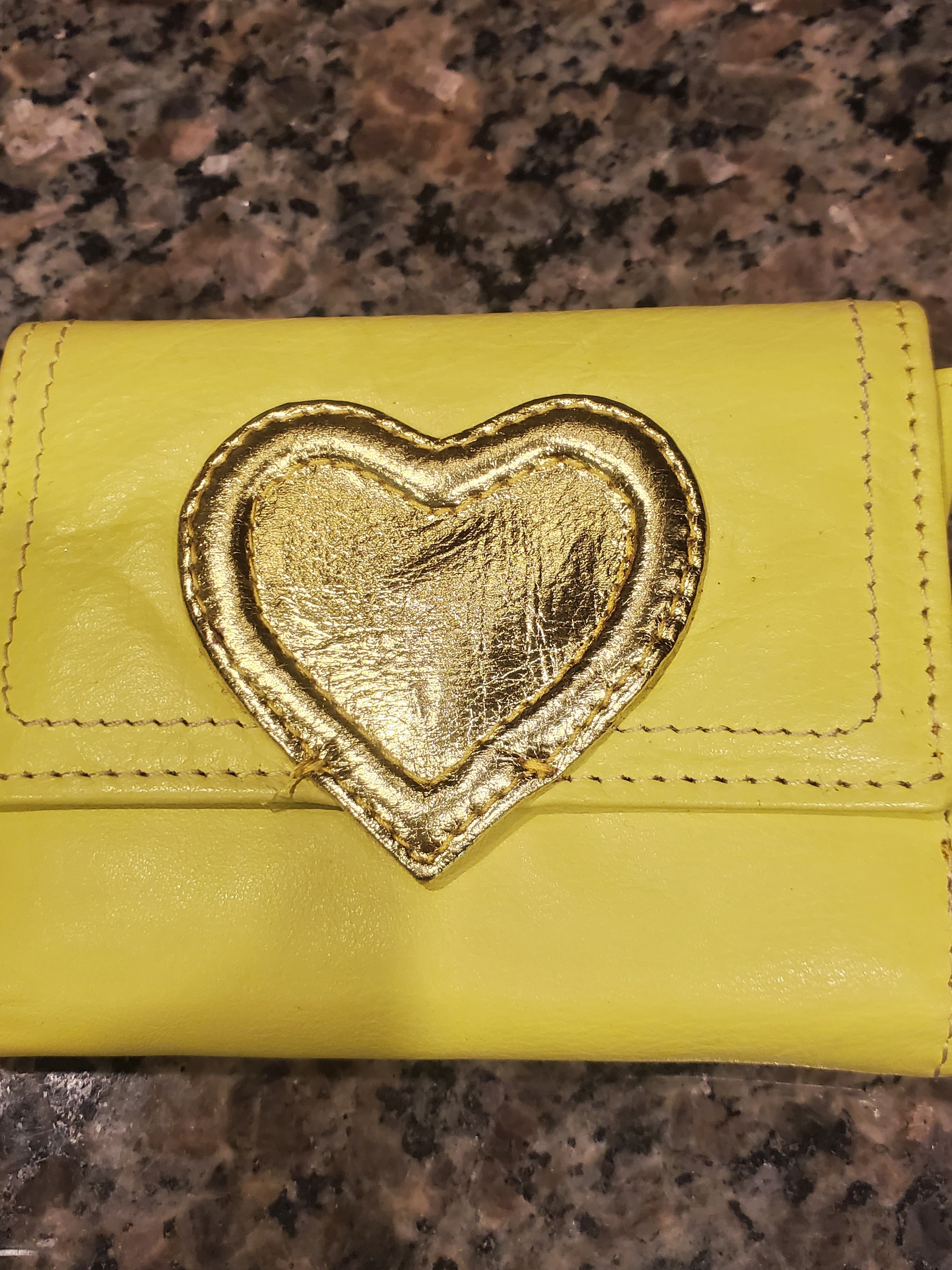 Cute Leather Women's Wallet With Gold Heart Accent